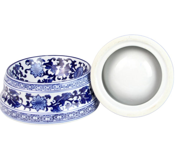 Blue and white outlet porcelain dog bowls